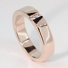 14K Rose Gold Band : 0.07 cttw Diamonds