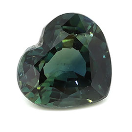 1.30 ct Heart Shape Natural Green Sapphire : Bluish Green - Teal